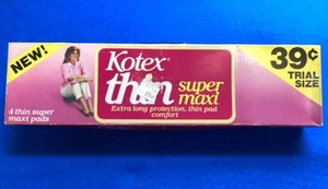 Vintage 1984 Kotex Thin Super Maxi Pads~ TRIAL SIZE ~ New Old Stock