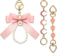 3pcs Purse Extender Chain Bow Keychain Kits Bag Extender Chain Bag Strap Pink