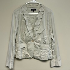 Talbots Women's Light Beige Ruffle Trim Blazer Stretch 16