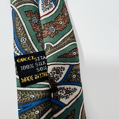 Genuine GUCCI Green&Multicolor Silk Tie 58x3.5” NWOT - Picture 8 of 10