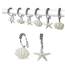 Starfish Seashell Stainless Steel Rust Resistant Double Hooks Glide Shower