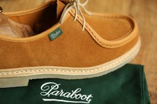 Scarpe derby Paraboot Michael francesi fatte a mano in camoscio marrone UK 9 US 10 EU 43 nuove