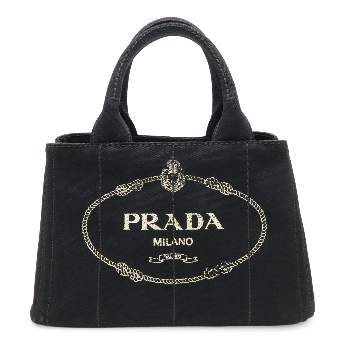 Prada Canapa Tote Bag Handbag Canvas Nero Black