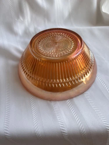 Vtg Jeanette Anniversary Bowl Marigold Carnival Glass Iridescent 9”