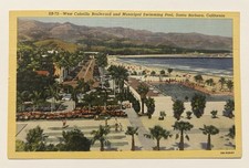 West Cabrillo Blvd. & Municipal Swimming Pool, Santa Barbara, CA Vtg Postcard