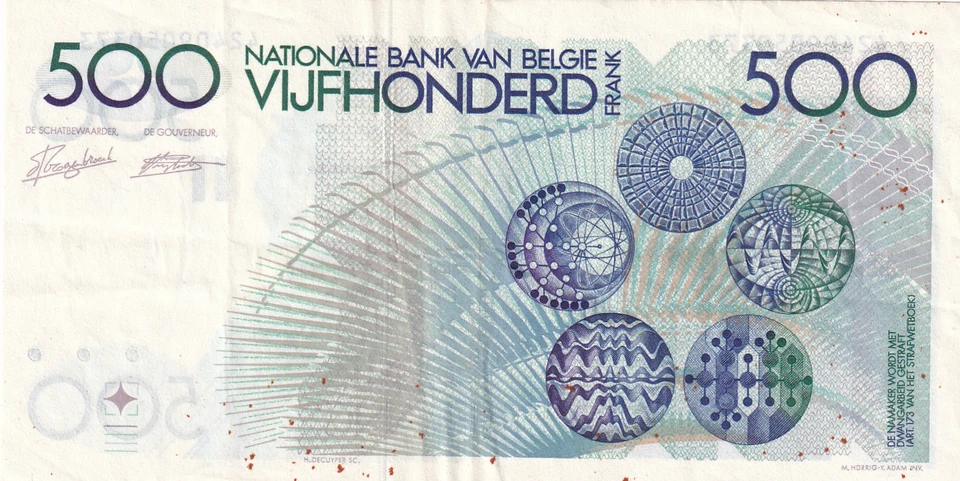500 Francs - Constantin Meunier - ND (1982-1998) - P.143.a6 - Photo 2/2