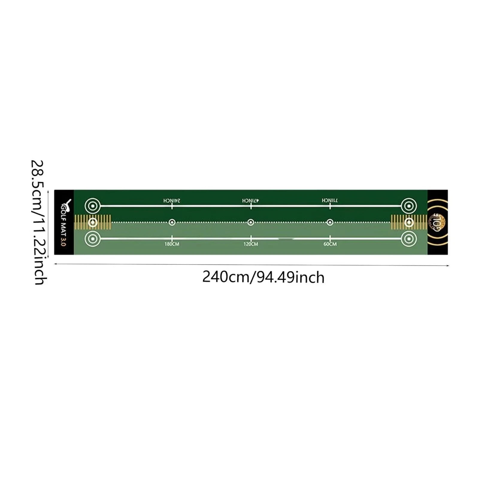 Putting Mat 3m Practice Training Aid Mat Distance Marked Indoor & Outdoor