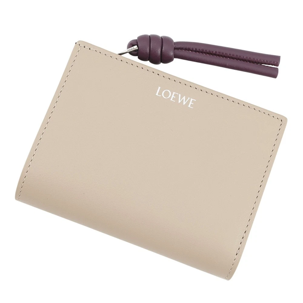 Loewe — LOEWE Knot Compact Wallet Shiny Nappa Calf Leather Clay/Plum CEM1NCWX01