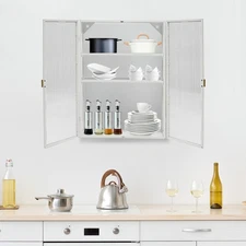 Kitchen & Bathroom Haze Double Glass Door Wall Cabinet With Detachable Shelves