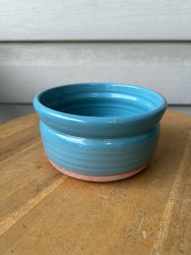 Turquoise Terracotta Redware Art Pottery Bowl 5" Tropical Ocean