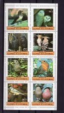 Equatorial Guinea 1977 BIRDS/OWL /WOODPECKER Sheet (8) Perforated MNH