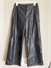ASOS DESIGN Black Faux Leather Wide Leg Pants - US 4
