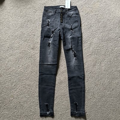 Abela Story + Co. Vintage Black Distressed Skinny Jeans Sz 3 AS-6710-VINBLACK