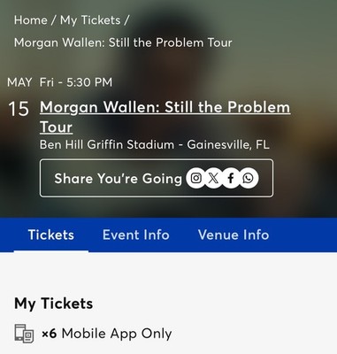 Morgan Wallen Still The Problem Tour May 15 Gainesville Fl. Section 42, row 8