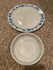 Vintage Pyrex Trains - Divided Plate And Milk Bowl Set