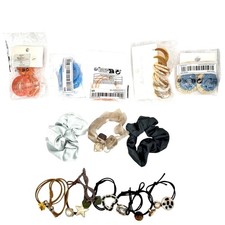New Women's Hair Accessories Lot 16pcs   Scrunchies, Hair Ties, Earrings  Clips