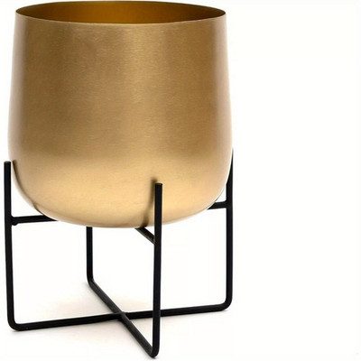 Boden Pflanzgefäß Gold Metall 30x22x11cm handgeätzt Retro Bronze Struktur mit Ständer hoch