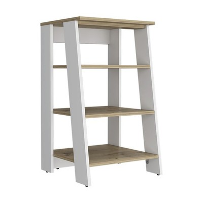 Linen Cabinet Jenne, Four Open Shelves, Light Oak / White Finish