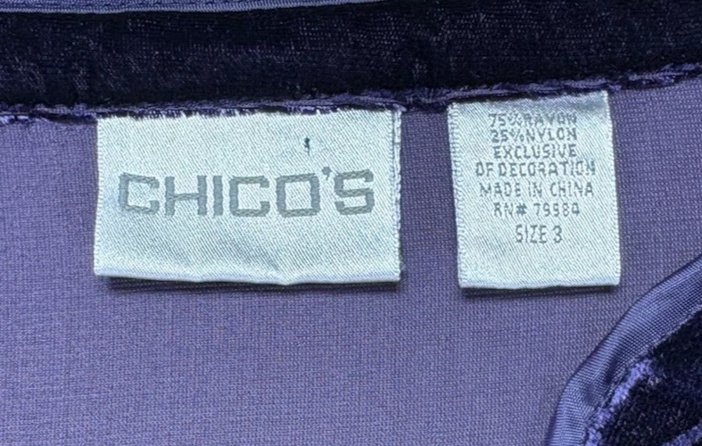 Top túnica de terciopelo Chicos para mujer con cuentas boho artístico largo Slv cuello en V púrpura talla 3 XL Foto 4 de 4