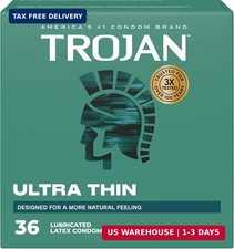 Trojan Ultra Thin Latex Lubricated Condoms for Men, Thin Condoms for a More Natu