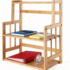 HYNAWIN Bamboo Spice Rack 3-Tier Kitchen Countertop Organizer Adjustable Shelf