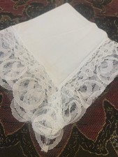 Vintage Lace Edge White Hankie Wedding Bridal   