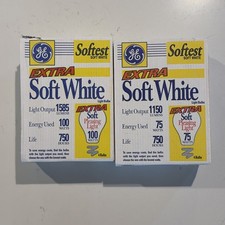 Vintage GE Light Bulbs NEW Soft White 75 100 Watt Light Bulbs Lot Of 2-8 Bulbs