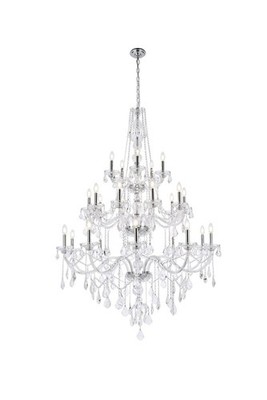 Elegant Lighting Verona 43'' 25 Light Royal Crystal Chandelier in Chrome