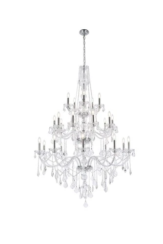 Elegant Lighting Verona 43" 25 Light Royal Crystal Chandelier in Chrome - Picture 1 of 6