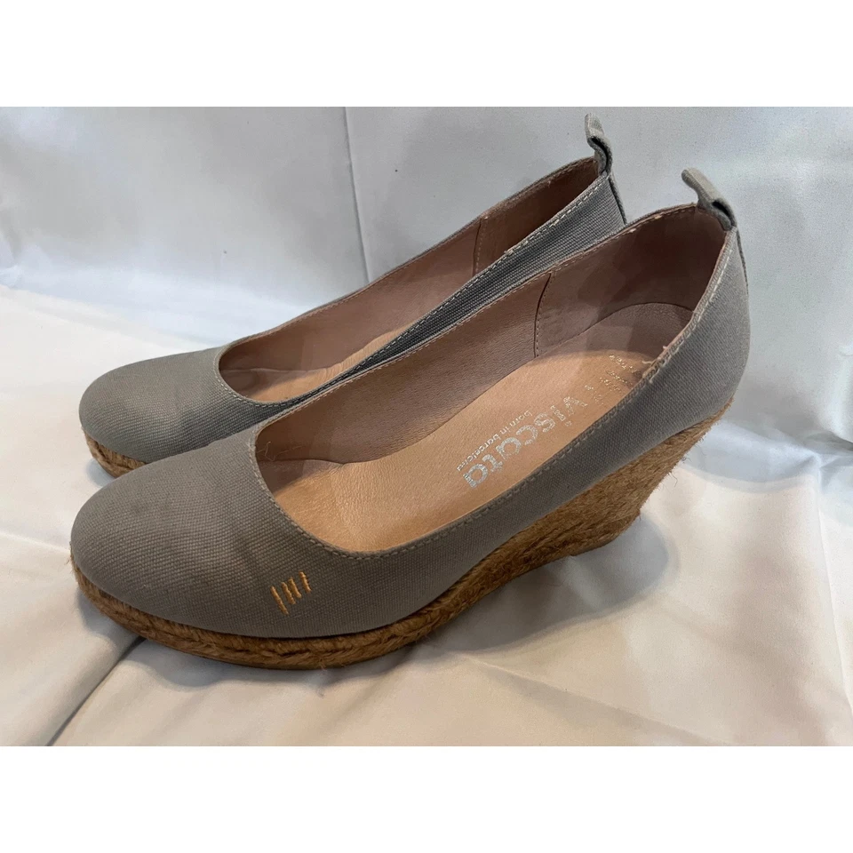 Sapatos de Salto Cunha VISCATA Feminino Lona Cinza Espadrille Tamanho 38 - Imagem 2 de 4