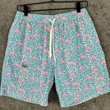 Chubbies Swim Trunks Size Large Lined 7 Inch Inseam Blue Pink Flamingo Domingos
