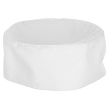 Image of White Breathable Mesh Skull Cap Catering Chefs Hat Adjustable Strap Professional