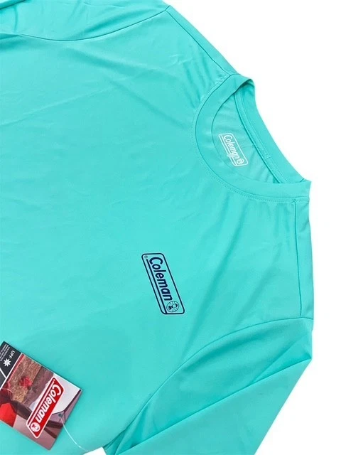 Coleman Men´s Performance UPF Shirt Large Aqua Moisture Wicking Outdoor Tee