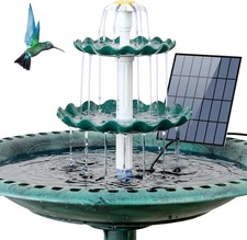 3 Tiered Bird Bath with 3.5W Solar Pump, DIY Solar Fountain Detachable 