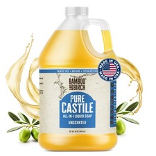 BAMBOO AND BIRCH Pure Castile Soap Liquid, Certified 64 Fl Oz Pack of 1 