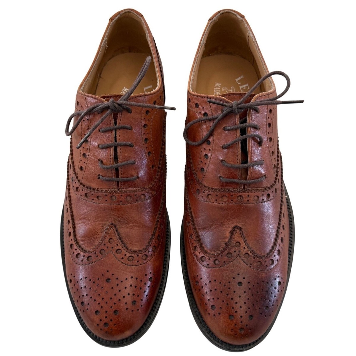 Leone Made in Italy Men's Leather Wingtip Brogues Size 42 EU Oxford Dress  Shoes | eBay