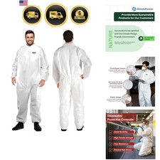 Hazmat Suit Disposable Coverall Heavy Duty Full Body Painters Suit in 7 Siz...