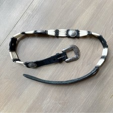 Vintage Tony Lama Belt 40" Western Concho Native Bone Beaded Leather Sz Large