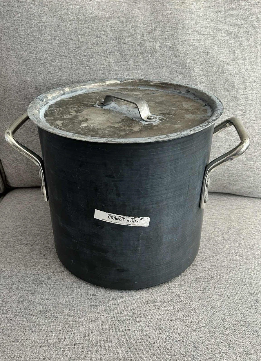 Vintage Calphalon 812 12Qt Commercial Aluminum Cookware Pot + Lid