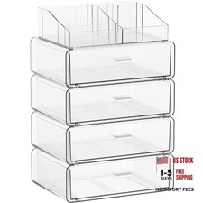 Yieach 5 Tier Clear Acrylic Makeup Organizers with Drawers,Tiered 4 Drawers