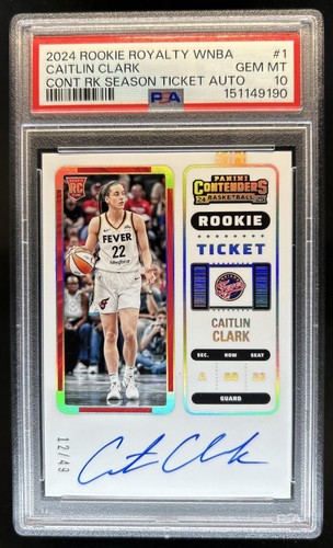 2024 WNBA Rookie Royalty Caitlin Clark Contenders Auto RC #/49 PSA 10 GEM MINT