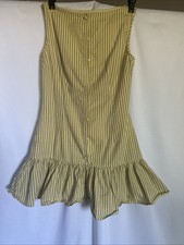 Pretty Little Things Yellow Striped Button Flippy Hem Mini Dress Size Small US2