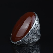 Mens Handmade Carnelian Ring 925 Silver Ottom...