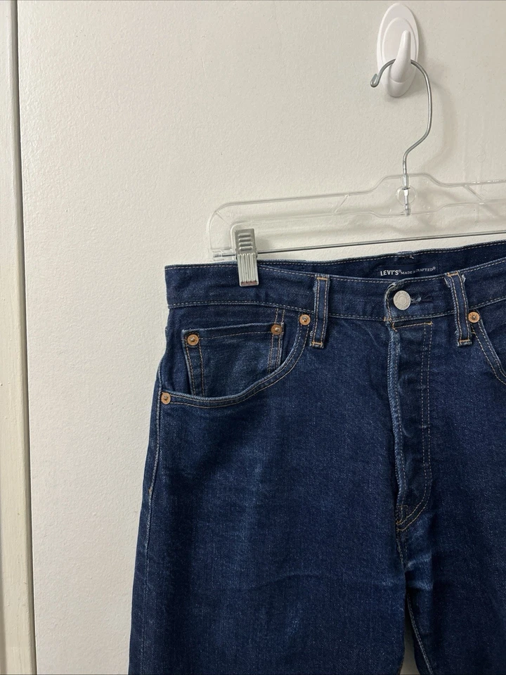 Jeans Levis 501 De Colección Para Hombres 32x34 Azul Hecho y Hecho a Mano Ribete Big E Denim Original Foto 4 de 4