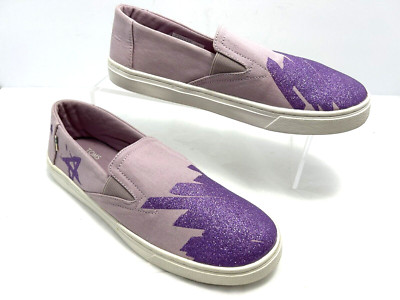Toms Youth Girls / Women Luca Sneakers Sz Y6 Lilac & Purple Canvas W/ Glitter #H