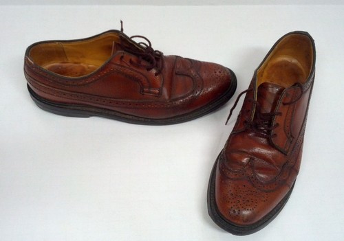 vintage brown pebble grain long wingtip 