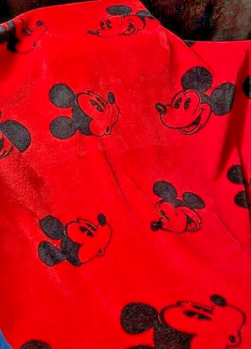 Vintage Disney Mickey Mouse Red Soft Fleece Blanket 40" X 48" - Picture 1 of 4