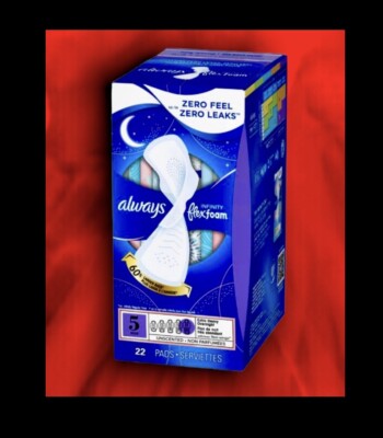 Always Infinity FlexFoam SIZE 5,Extra Heavy Overnight Pads 12hr Leak Guard 22ct