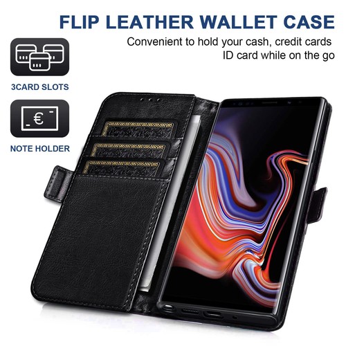 For Samsung Galaxy Note9 Wallet Leather Case Flip Phone Cover Glass Protector - Picture 19 of 32