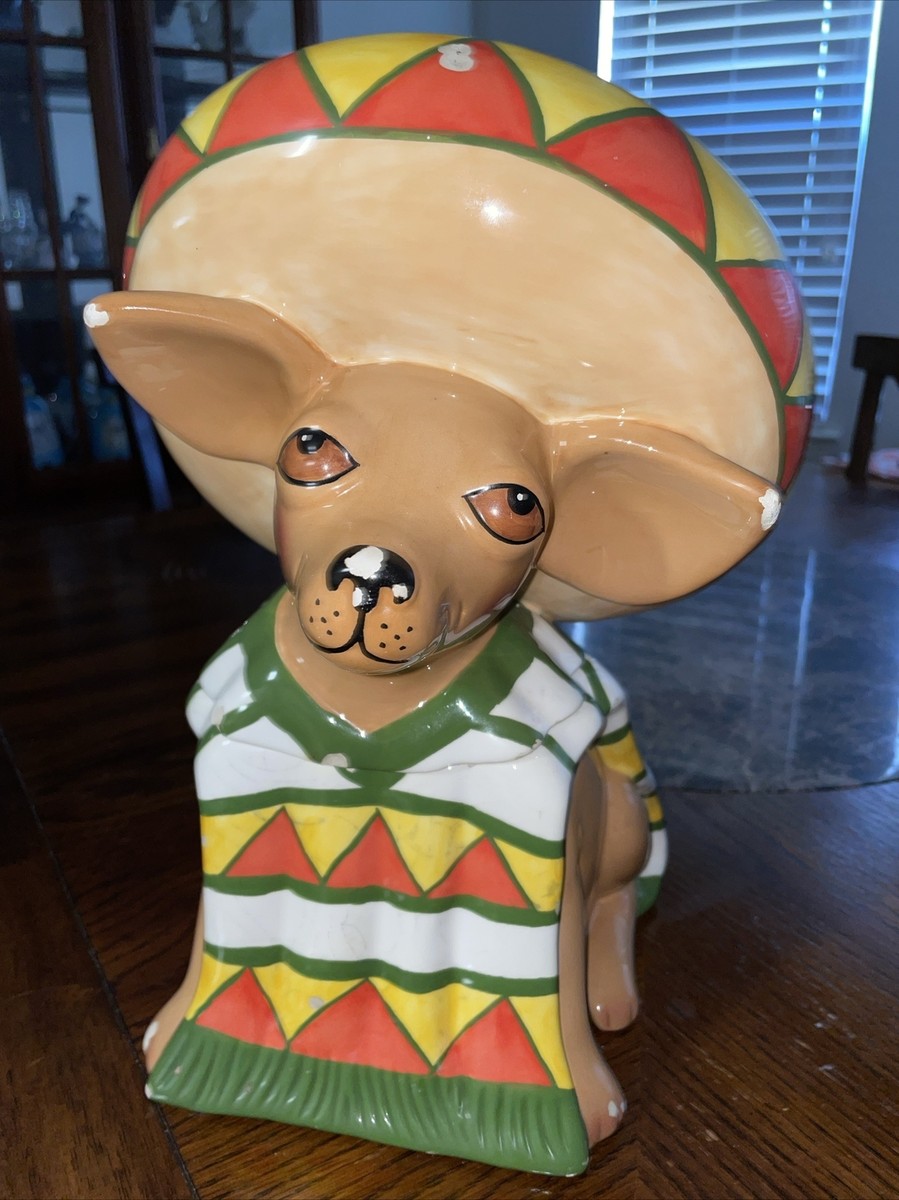 Ay Chihuahua! 2000 Clay Art Cookie Jar In Sombrero Taco Bell 12